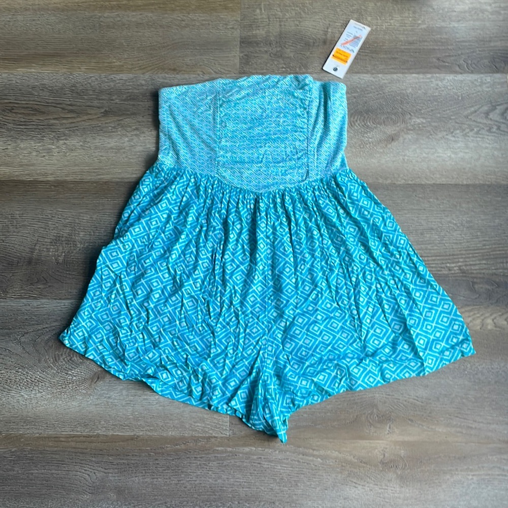 Strapless Teal Romper